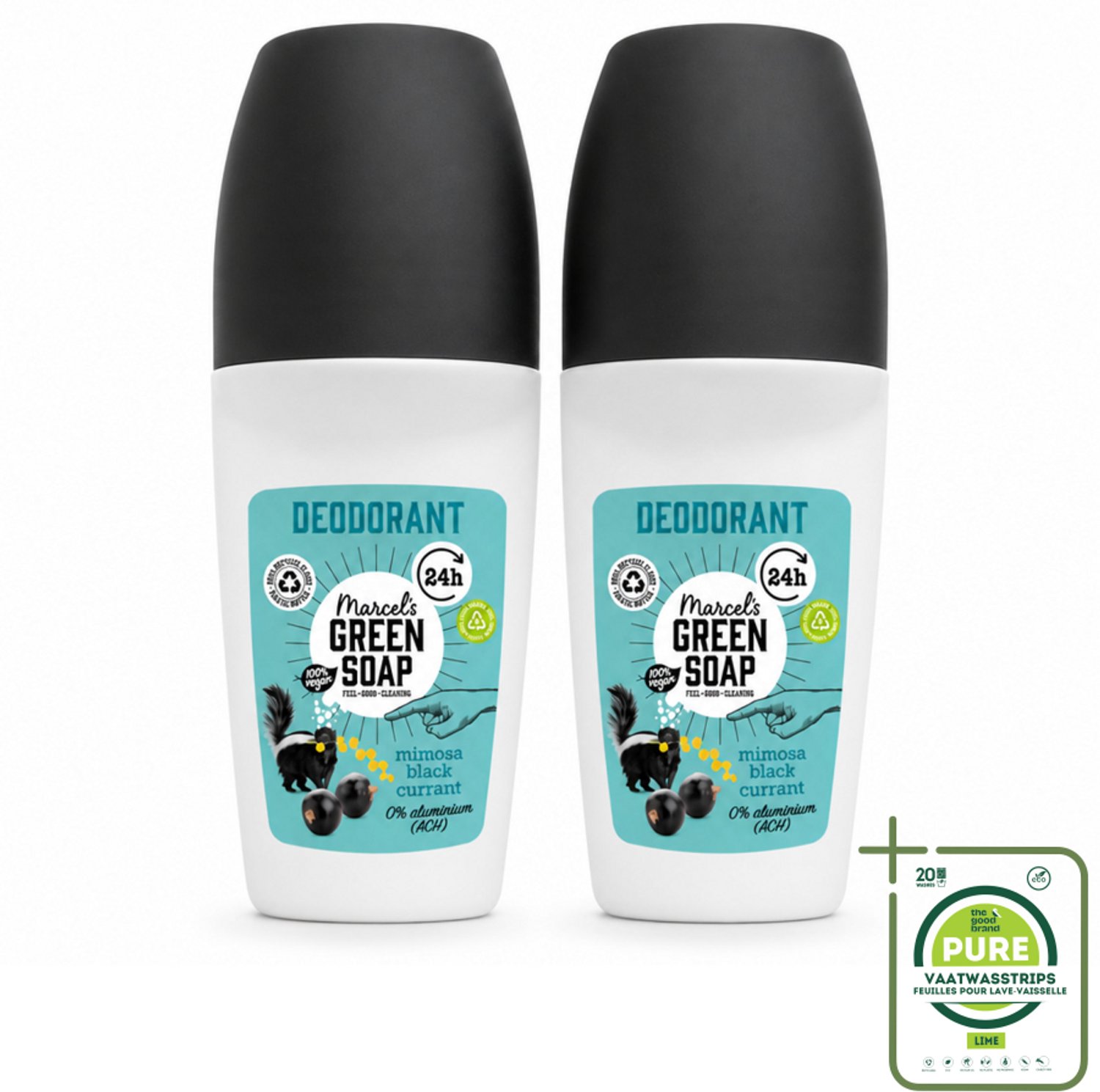 2 x Marcel's Green Soap - Deodorant Roller - Mimosa & Blackcurrant - Langdurige frisheid - 50 ml - Grootverpakking - Deodorant - Deodorant Roller - Frisheid - Geur - Okselbescherming