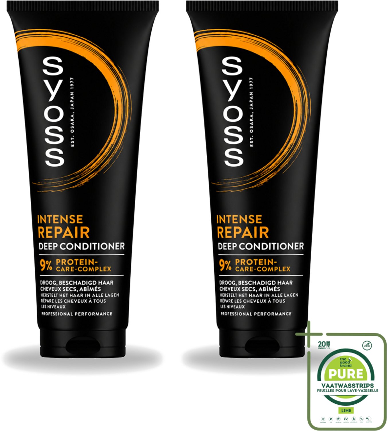 2 x Syoss - Intense Repair - Deep Conditioner - Herstelt & Versterkt - 250 ml - Grootverpakking - Vaatwasstrips - Herstel Haar - Droog Haar - Beschadigd Haar - Protein Reparatie - Haar Verzorging