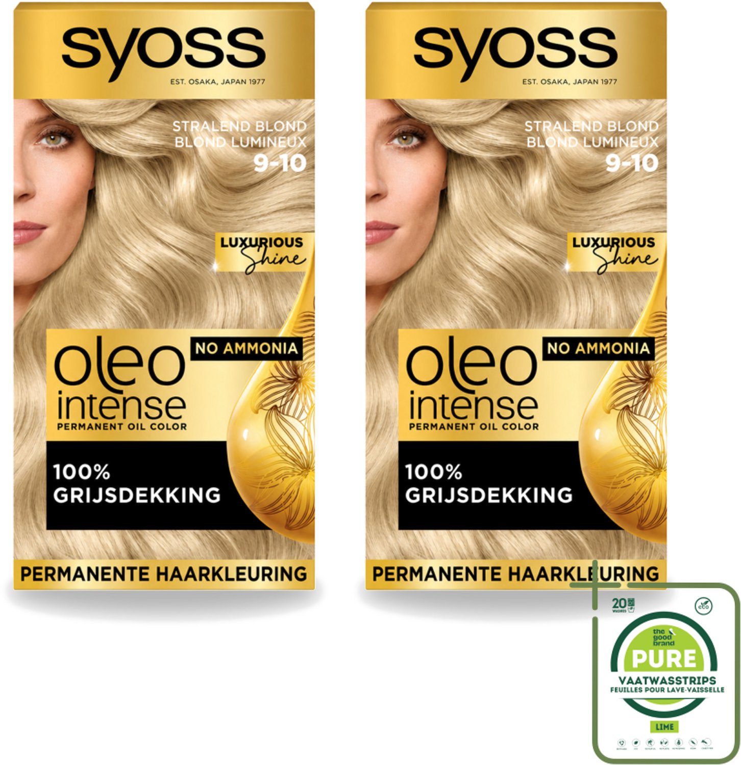 2 x SYOSS - Oleo Intense 9-10 Stralend Blond - Haarverf - Zonder Ammoniak - Grijsdekking - Langdurige Kleur - Grootverpakking - Vaatwasstrips - Haarkleur - Haarverzorging - Permanente Haarkleuring - Grijsdekking - Olieformule