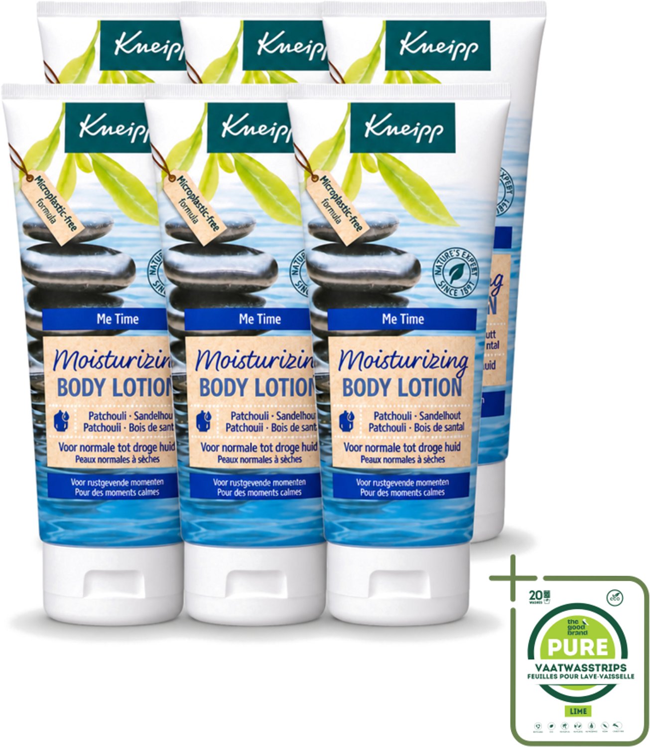 6 x Kneipp - Body lotion - Me‑Time - Patchouli & Sandelhout - 200 ml - Grootverpakking - Vaatwasstrips - Kneipp Bodylotion Me-Time - Rustgevende Bodylotion - Patchouli En Sandelhout - Natuurlijke Bodylotion - Hydraterende Bodylotion