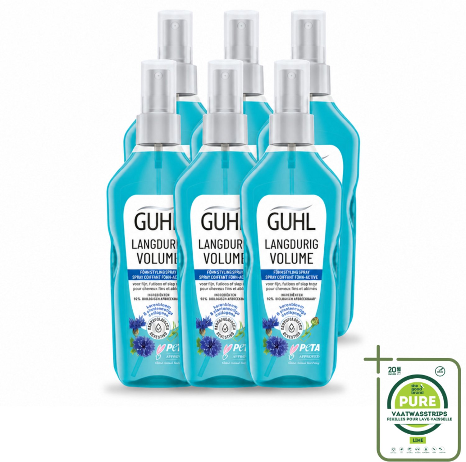 6 x Guhl - Styling Spray - Föhn Active - 125 ml - Grootverpakking - Vaatwasstrips - Haar Volume - Haar Grip - Haar Body - Haar Verzorging - Haar Fixatie