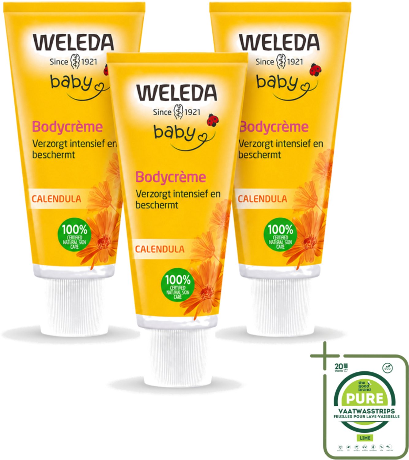 3 x WELEDA - Bodycrème - Baby & Kind Calendula - 75 ml - Grootverpakking - Babyhuid Verzorging - Kinderhuid Crème - Calendula Crème - Natuurlijke Babycrème - Gevoelige Huid Verzorging