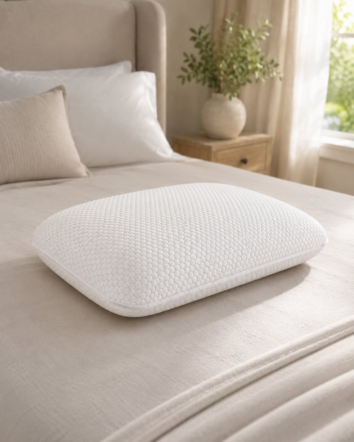 DREEM PRESTIGE - Ergonomisch hoofdkussen - 100% natuurlatex - 3 verstelbare hoogtes - Verkoelende hoes - Handgemaakt in België Wit