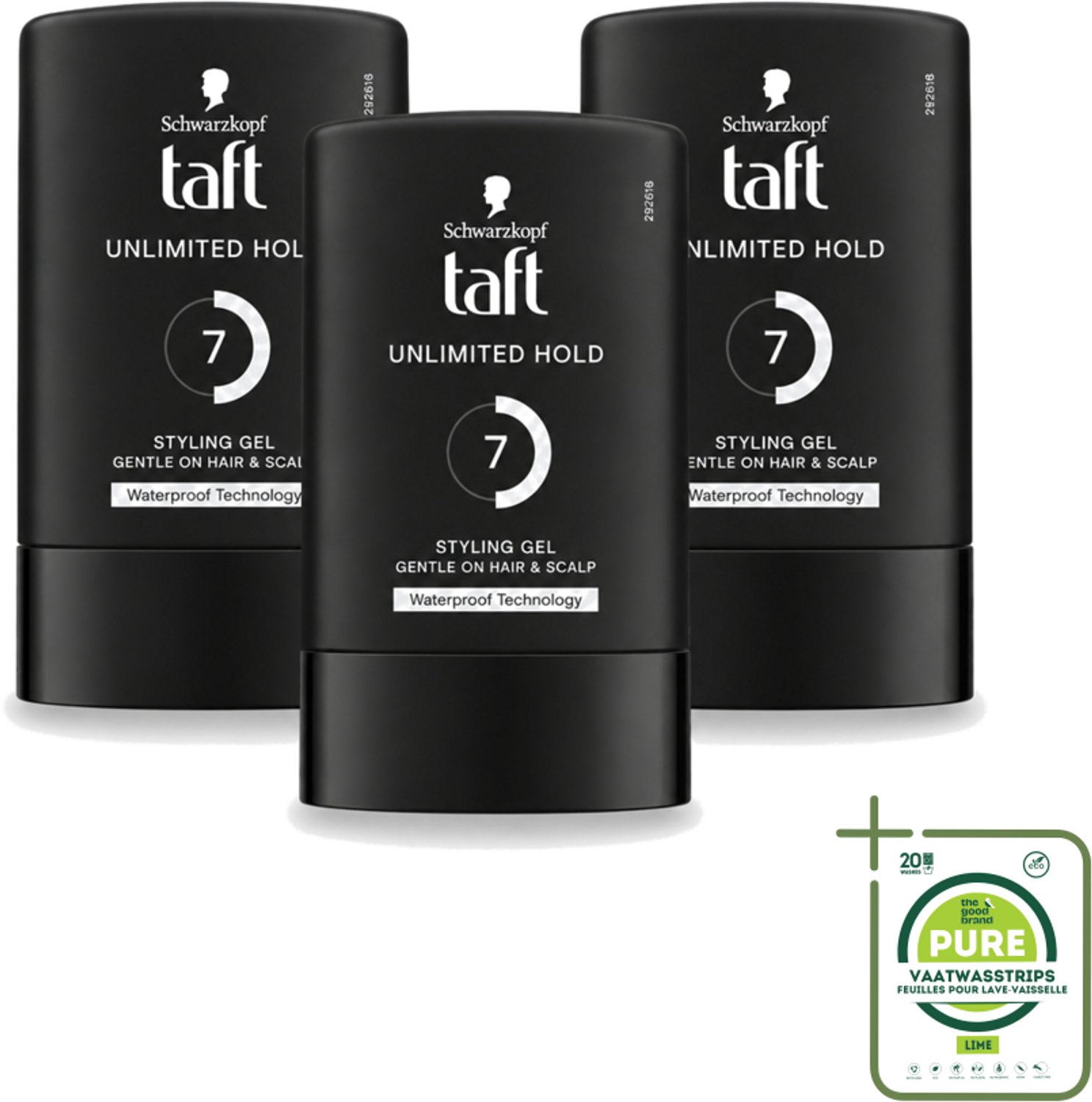 3 x Taft - Unlimited Hold 7 - Styling Gel - Onbegrensde hold - 300 ml - Grootverpakking - Waterbestendig Haar Gel - Sterk Houden Haar Gel - Waterdicht Haar Gel - 72 Uur Houden Haar Gel - Vegan Haar Gel