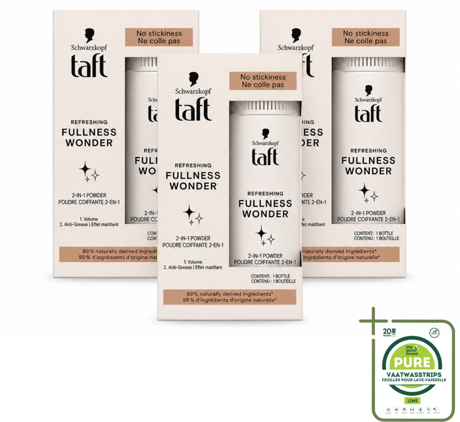 3 x Taft - Refreshing Fullness Wonder - Volumepoeder - Volume & Anti-Grease - 10 gr - Grootverpakking - Haarpoeder - Volume - Textuur - Frisheid - Haartype