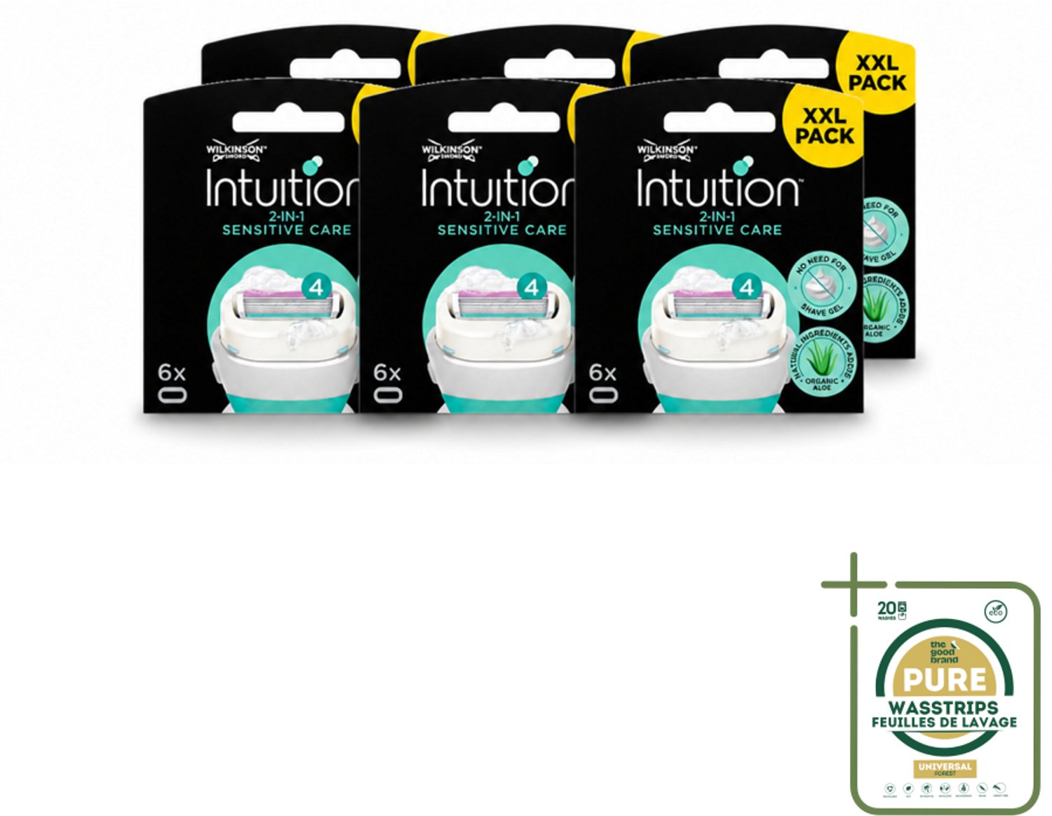 6 x Wilkinson Intuition - Navulmesjes - 2 in 1 Sensitive Care - Voor Gevoelige Huid - 6 mesjes - Gevoelige Huid - Scheren Voor Gevoelige Huid - Navulmesjes - 2 In 1 Scheersysteem - Schuimende Huidconditioner