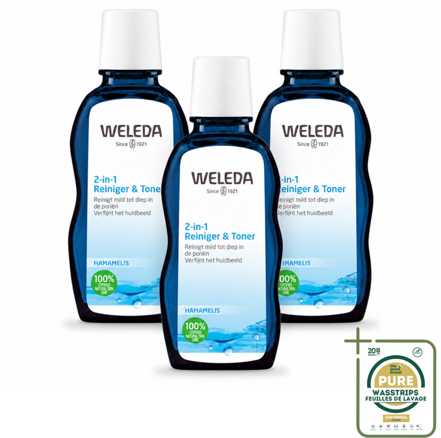 3 x WELEDA - Reiniger & Toner 2‑in‑1 - 100 ml - Wasstrips - Gezichtsreiniger - Huidverzorging - 2-in-1 Reiniger - Natuurlijke Reiniger - Toner