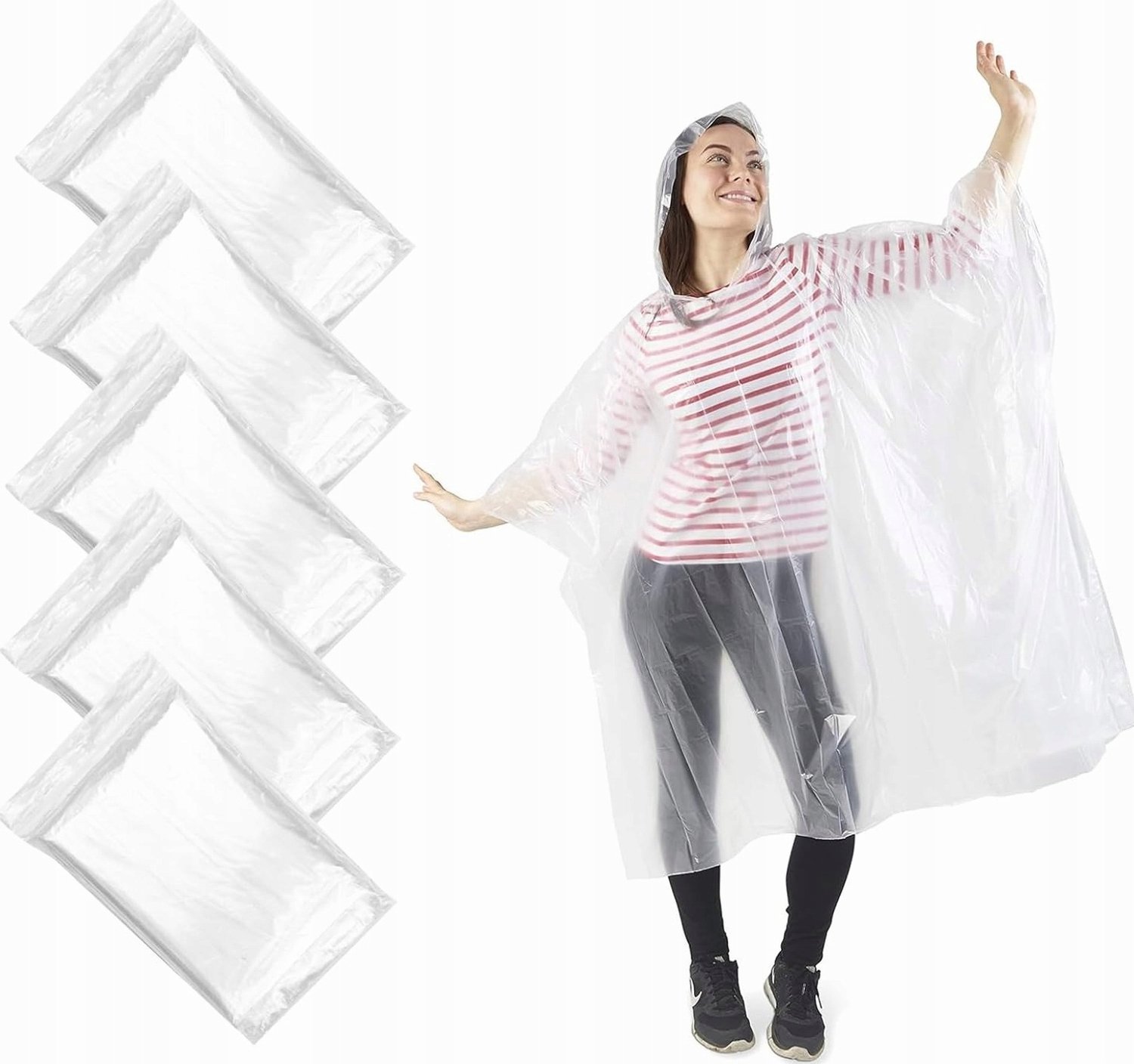 5x Transparante Wegwerp Regenponcho Uniseks - Waterdicht & Lichtgewicht