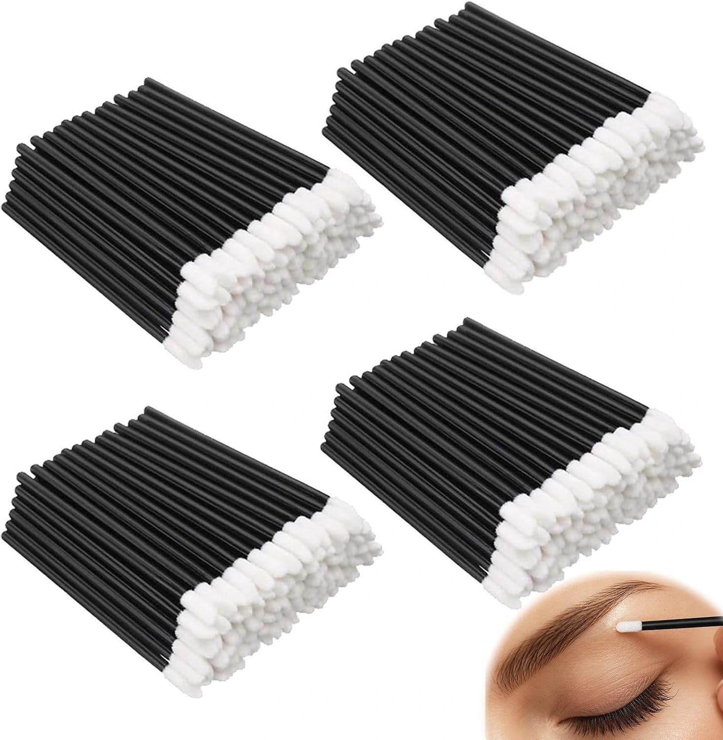 Set van 400 Wegwerp Lipborstels voor Lipstick, Lipgloss en Concealer - Dubbelzijdige Applicators in Zwart en Wit