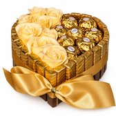 Nina’s Giftshop® Chocolade Geschenkhart met Ferrero Rocher en Merci – Cadeau voor Vrouw – Valentijn, Verjaardag