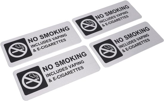 4 stuks niet-roken bord 7 x 3 inch niet-vapen borden voor thuisgebruik zelfklevende metalen industriële waarschuwingsmarkering voor kantoor buiten binnen benodigdheden — afbeelding 5