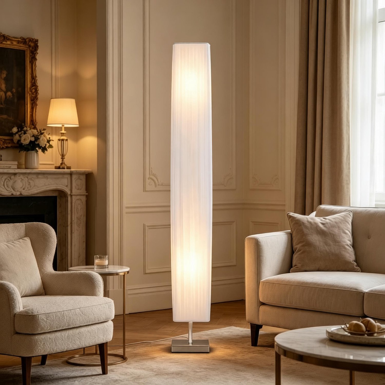Rayofi kolomvloerlamp - Staande lampen - woonkamerlamp -Geschikt voor slaapkamers en woonkamers -wit(Inclusief 1 vloerlamp voor de woonkamer, lamp niet inbegrepen)