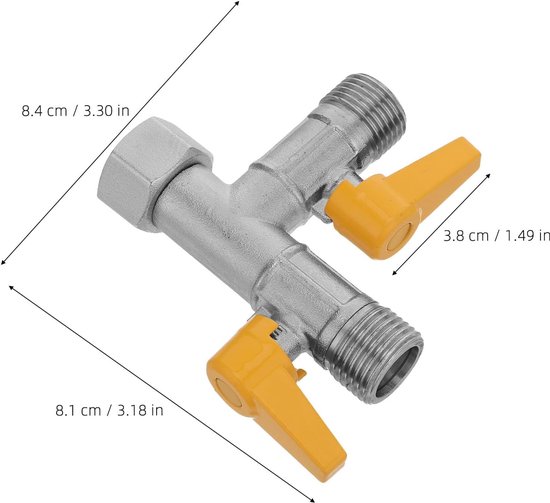 2 Stuks Nikkel-geplateerde Messing Douchekraan Verdeler Compact Hoekontwerp Gasafsluiteradapter Corrosiebestendig voor Badkamer Keuken Gebruik — afbeelding 5