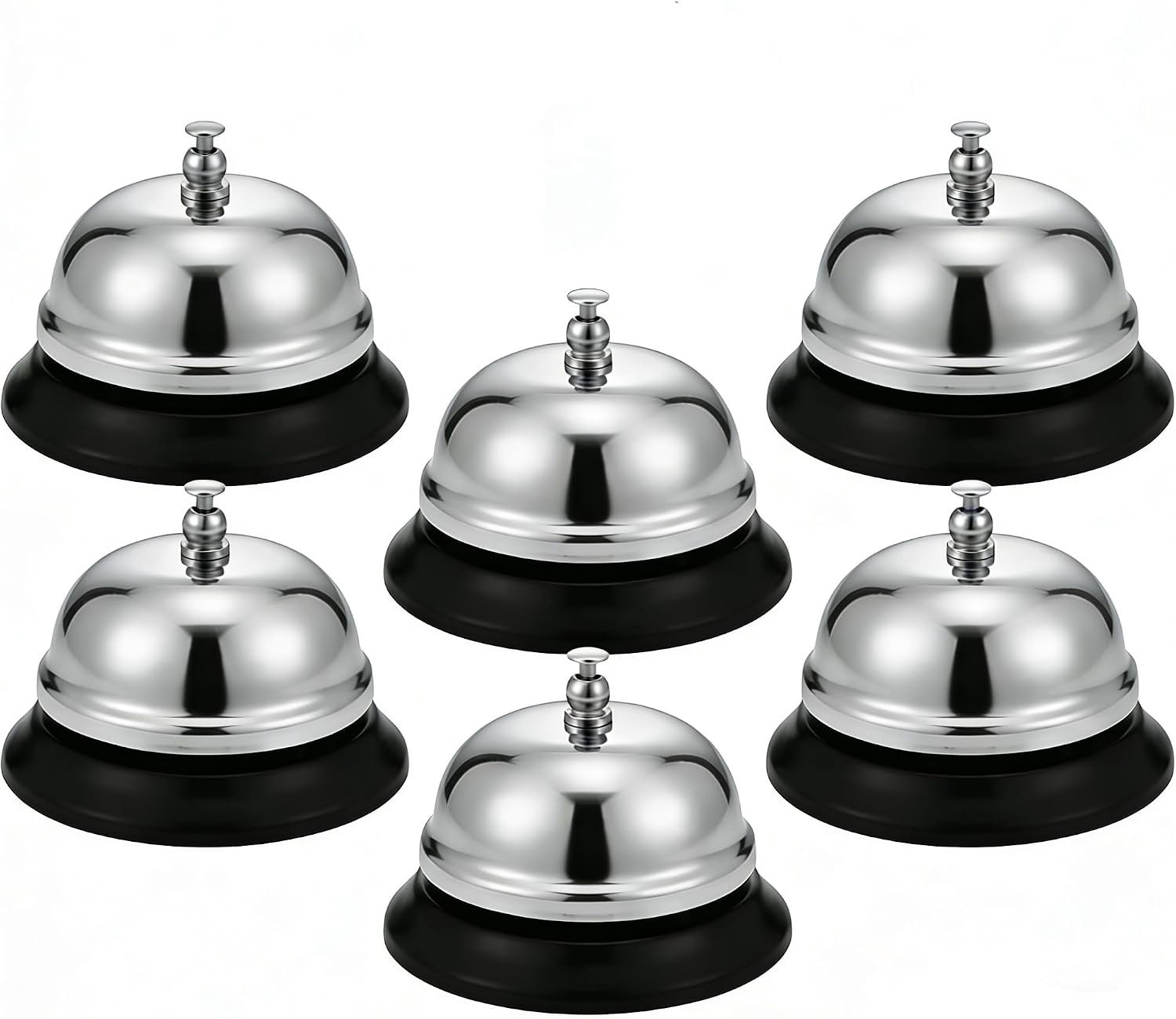 6 Pack 3,4 Inch Diameter Call Bells, Chrome Finish Customer Service Bell, Desk Bell Service Bell voor hotels, scholen, ziekenhuizen, klantenservice, magazijnen