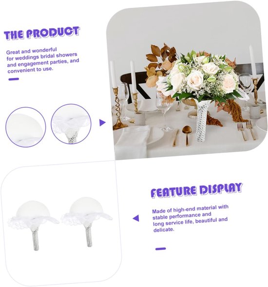 2stuks Foam Bruidsboeket Houder Met Decoratieve Handgreep Voor Bruiloften Ceremonies Eenvoudig Te Gebruiken Met Invoervormen — afbeelding 3