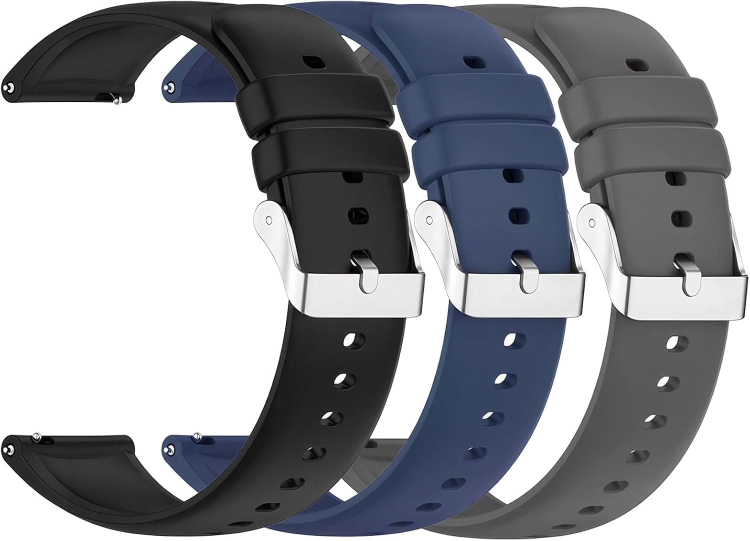 Siliconen Horlogebanden 16mm 18mm 20mm 22mm 24mm Compatibel met Garmin Samsung Amazfit RUIMEN Tensky Huawei Smartwatch Bandje Quick Relese voor Dame Heren