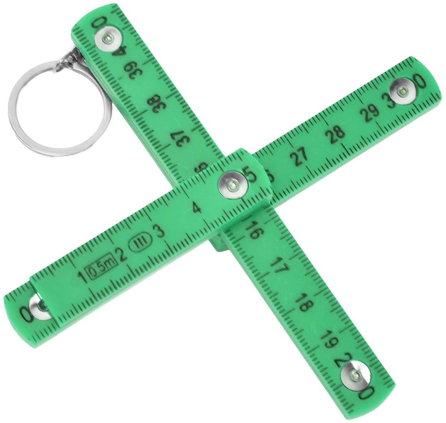 Chrees 2 stuks duurzame ABS opvouwbare liniaal draagbare 0,5 m opvouwbare liniaal voor timmerwerk legtegels, compact ontwerp voor ontwerpen, ambachtelijke projecten, 50 cm lang, zwart (groen)