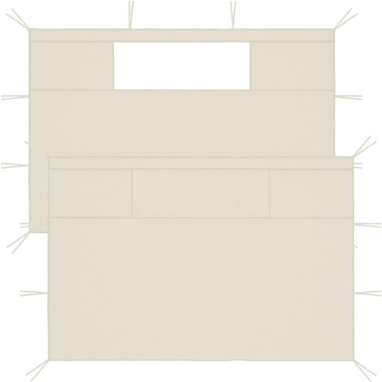 Paviljoen-zijwanden met ramen, set van 2, crème voor partytent, tuinpaviljoen, robuuste zijwand voor terrasoverkapping