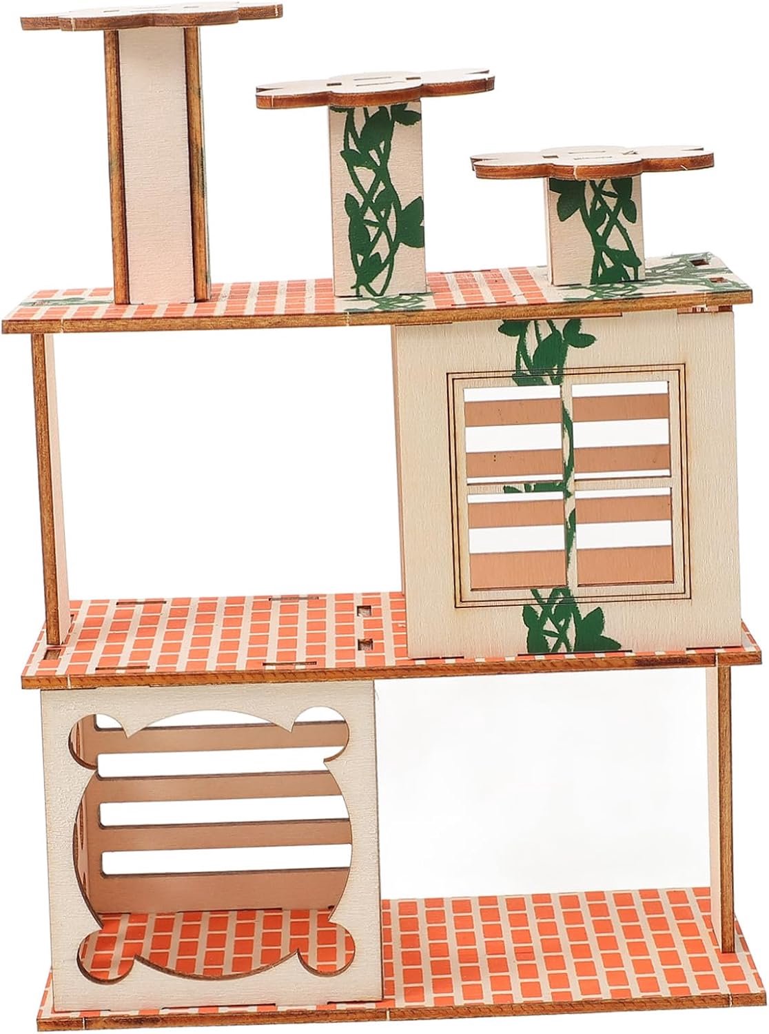 Happyyami Tspeeltjes Voor Klimbevleken Van Huisdieren Eekhoorn Huis Voor Kleine Huisdieren Cavia Kasteel Hamsterkooi Huis Binnen Hamsterhut Huisje Huishoudelijk Hamsterhuis Houten Beige