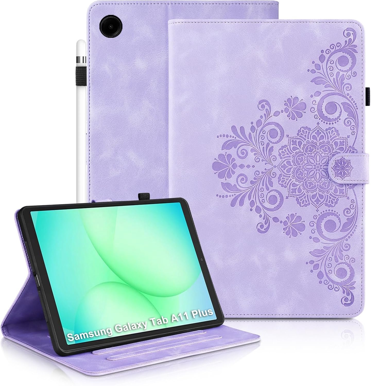 Beschermhoes voor Samsung Galaxy Tab A11+/A11 Plus 11 inch 2025 SM-X230 SM-X235 SM-X236B beschermhoes van PU-leer met standfunctie / potloodhouder tablet klaphoes paars