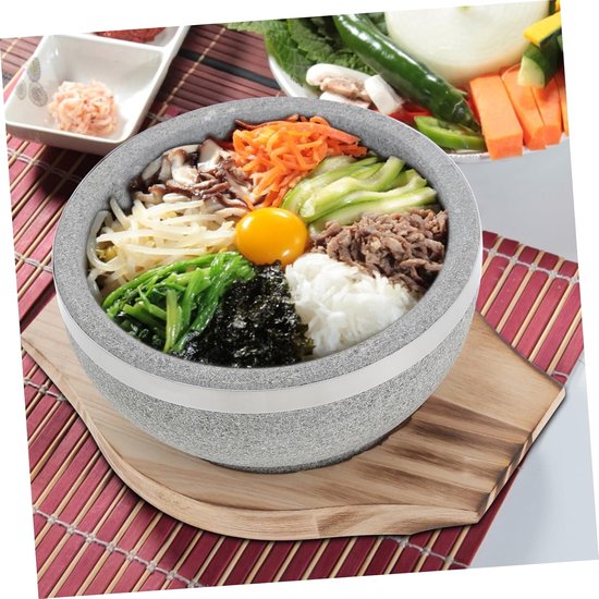 4 Stuks Koreaanse Steengoed Bibimbap Kom met Dienblad voor Gekookte Gerechten voor Open Handvriendelijk Ontwerp — afbeelding 3