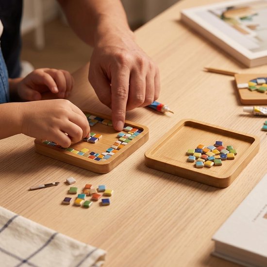 6 Stuks DIY Bamboo Mosaic Coaster Kit Ronde Basis voor Volwassenen Veilig Gepolijst Duurzaam Absorberend voor Ambachtelijke Glasmozaïek Projecten Thuis Restaurant — afbeelding 5