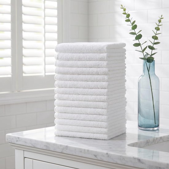 15 stuks zachte, absorberende gezichtsdoekjes - 11,8 x 11,8 inch witte katoenen washandjes - herbruikbare, machinewasbare washandjes voor badkamer, sportschool, douche en strand. — afbeelding 5
