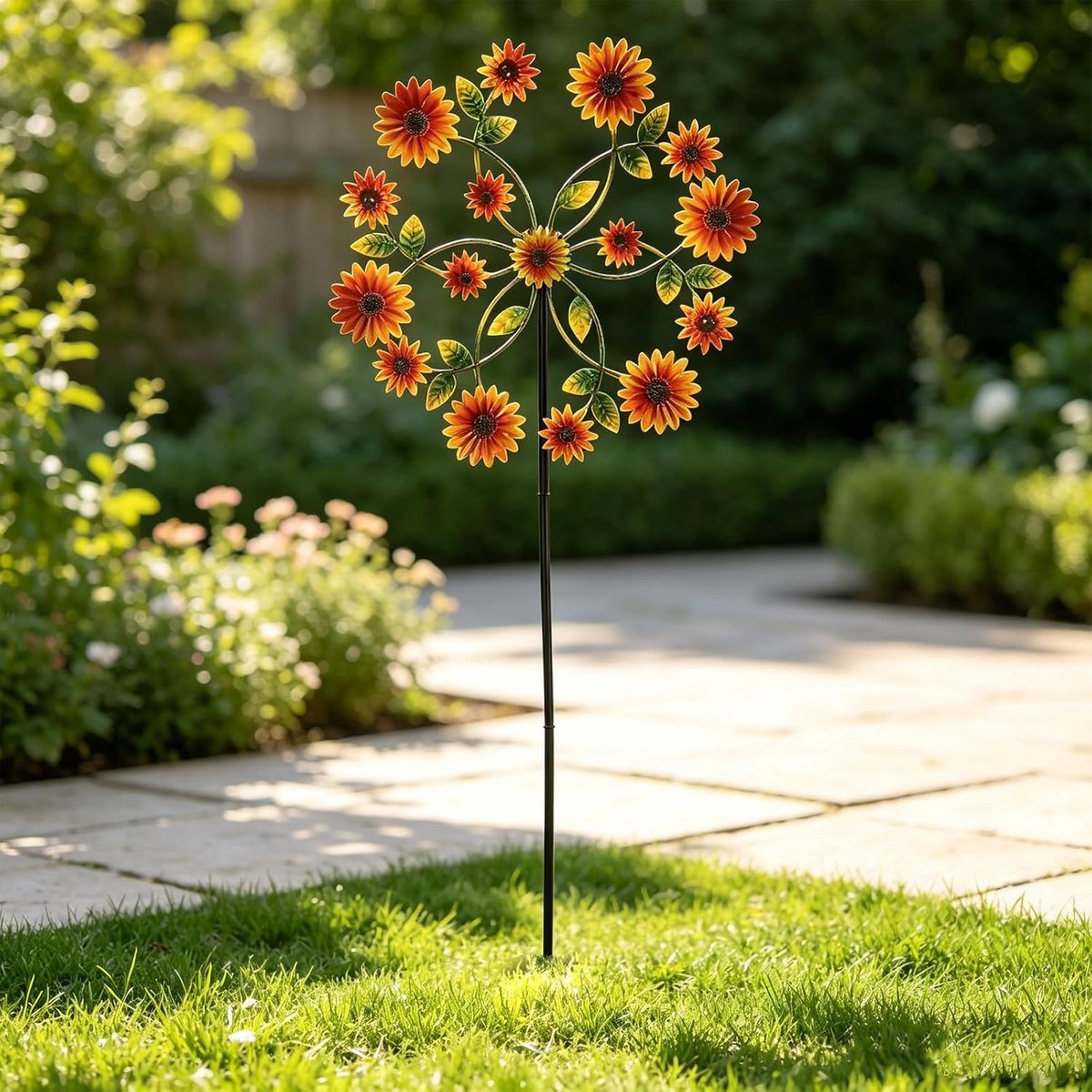 Windspinners buiten, tuinwindspinner met inzet waterdichte kinetische windspinner, vintage metalen windsculpturen en spinners, grote windmolen kunstdecoratie voor gazon, terras, tuin