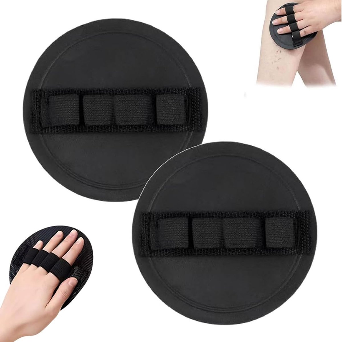 2 zwarte rubberen peelinghandschoenen - zachte, dode huid, voor dames en heren