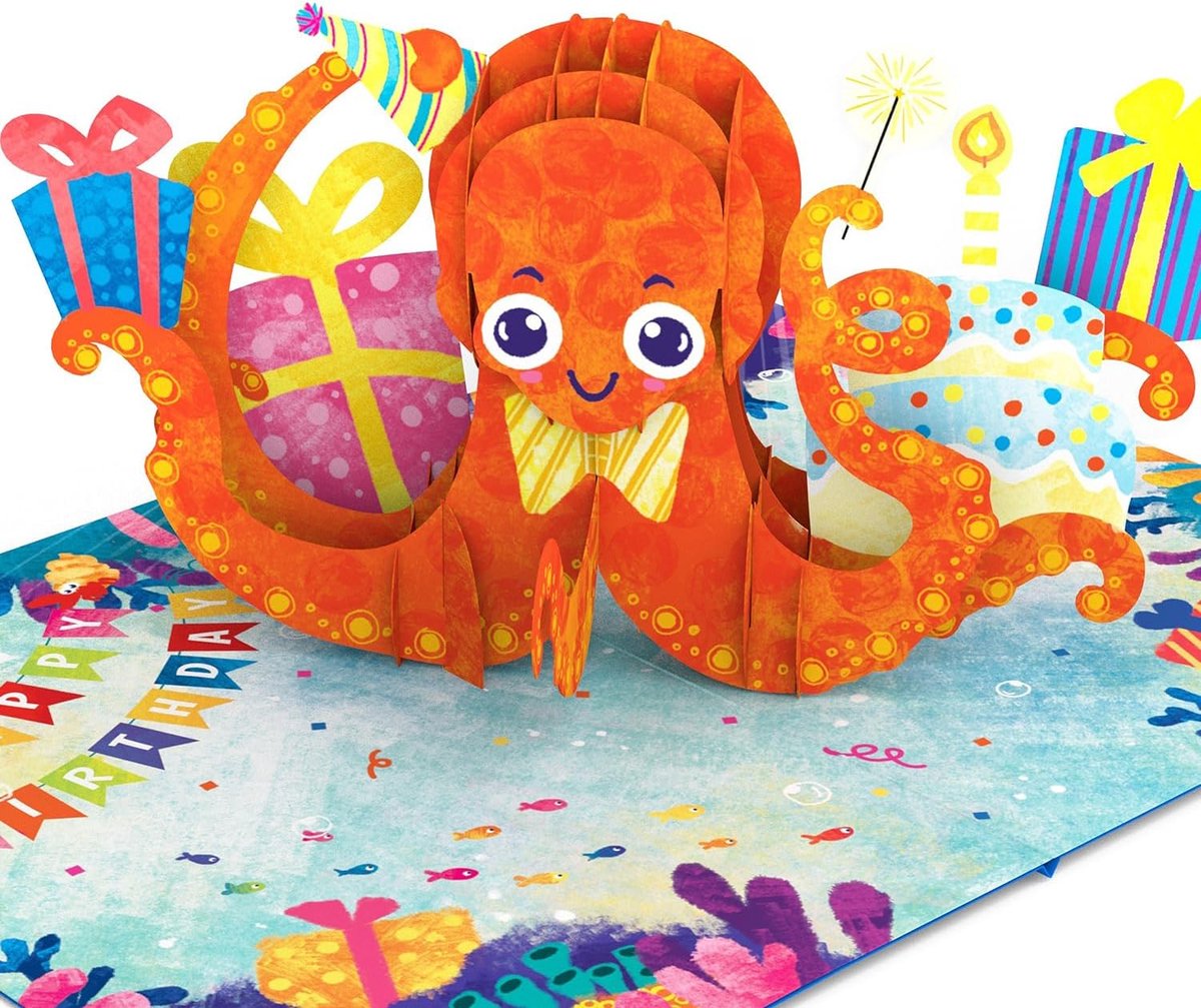 Papercrush Pop-up kaart octopus, 3D verjaardagskaart & wenskaart
