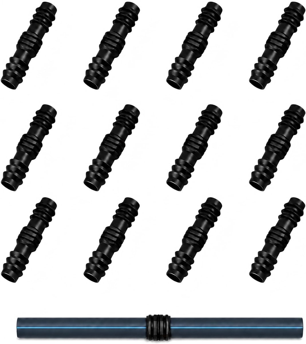 12 Stuks Druppelirrigatiekoppelingen voor slangen van 16 mm (1/2 inch), Rechte Koppelingen voor Irrigatiesystemen, voor Tuin- en Gazonsproeisystemen (Rechte Koppeling)
