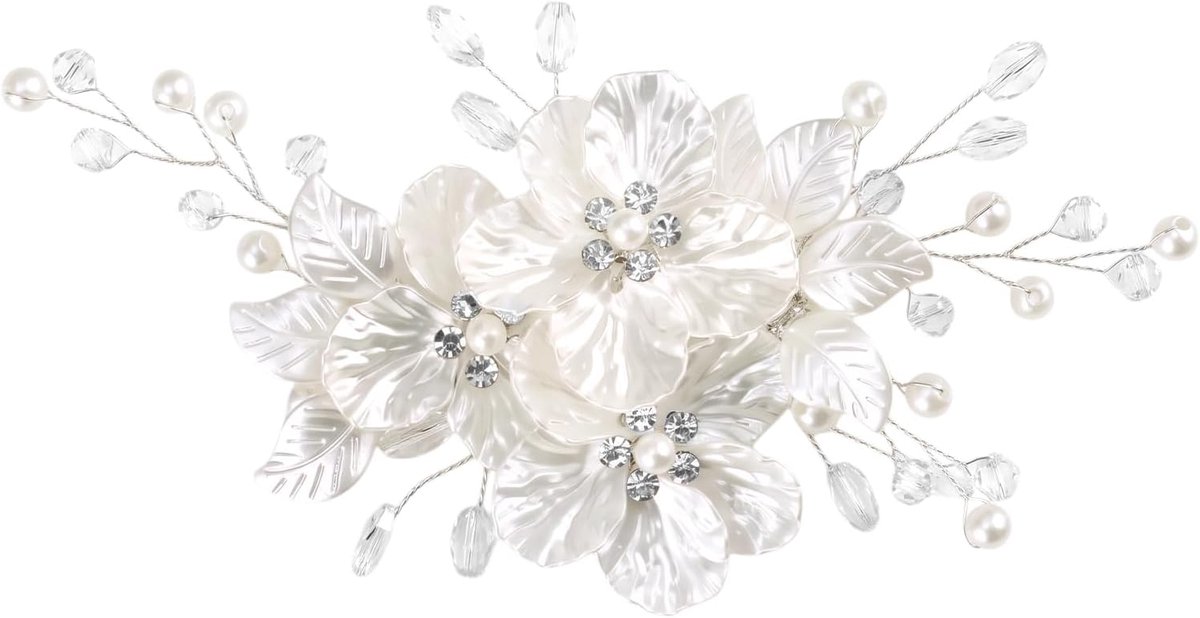 Bruidshaarclip voor Vrouwen | Wedding Haaraccessoires, Bloemen Haarkam, Hoofddecoratie, Zilver