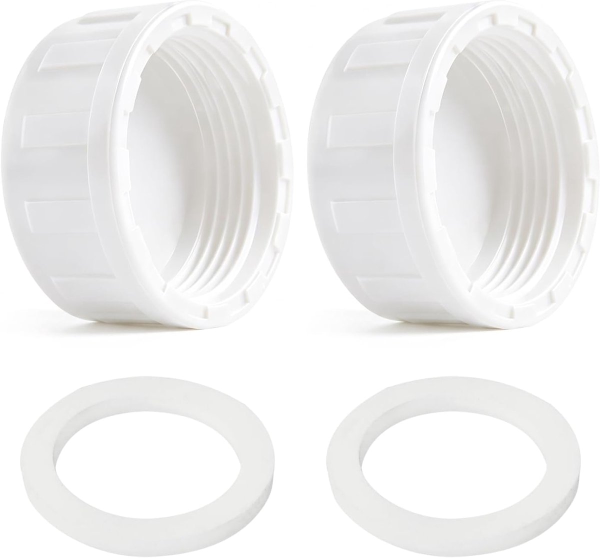 2 Stuks PVC Schroefdop, G 1 1/4" (40 mm), met afdichting, Wit