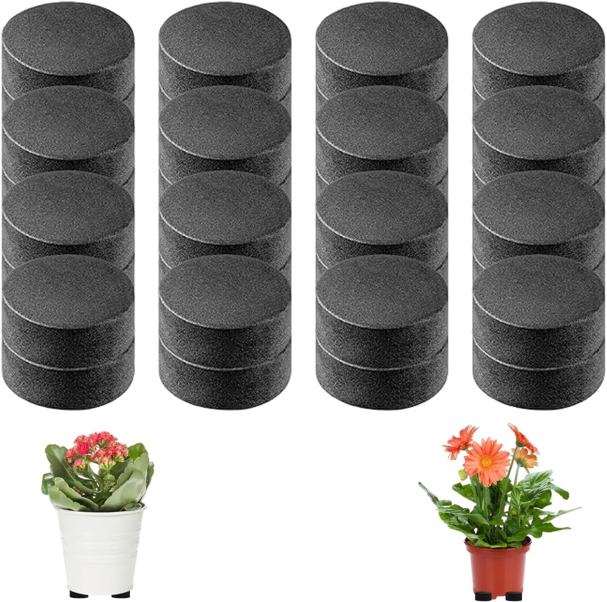 40 stuks potvoeten voor buitenplantenpotten, ronde zelfklevende voetjes voor binnen- en buitenpotten of meubels, 30x10mm EVA-schuimpad, zwart
