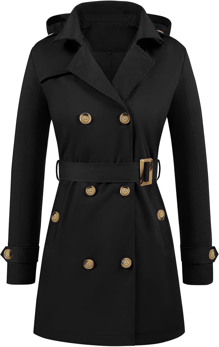 Waterdichte halflange damestrenchcoat met capuchon