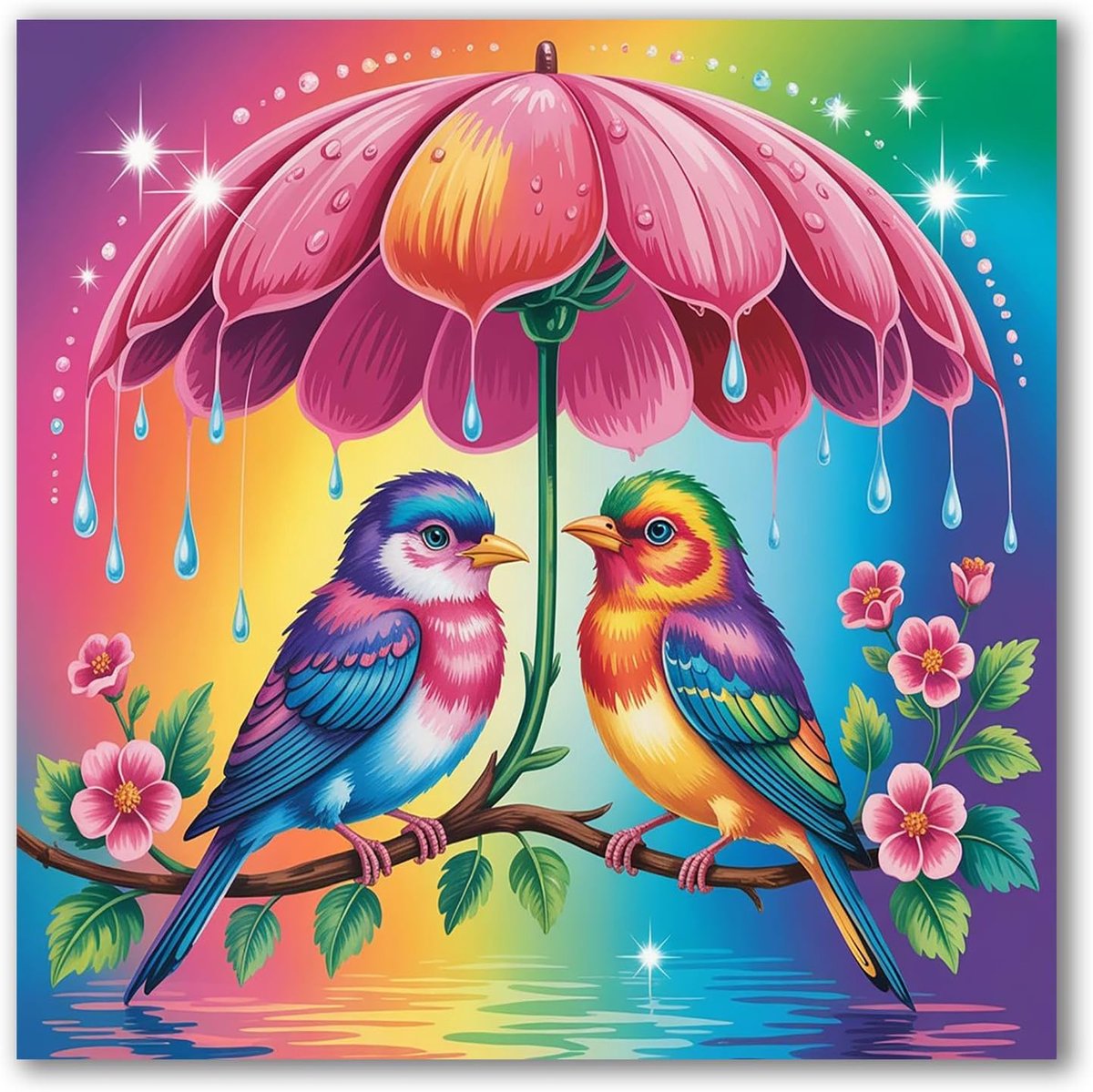 5D Diamond Painting Kits Vogel, Diamant Schilderij Kit Bloem Ronde Boor Crystal Strass Kruissteek Diamond Painting Foto's Voor for Home Wall Decoratie 30x30 cm A14