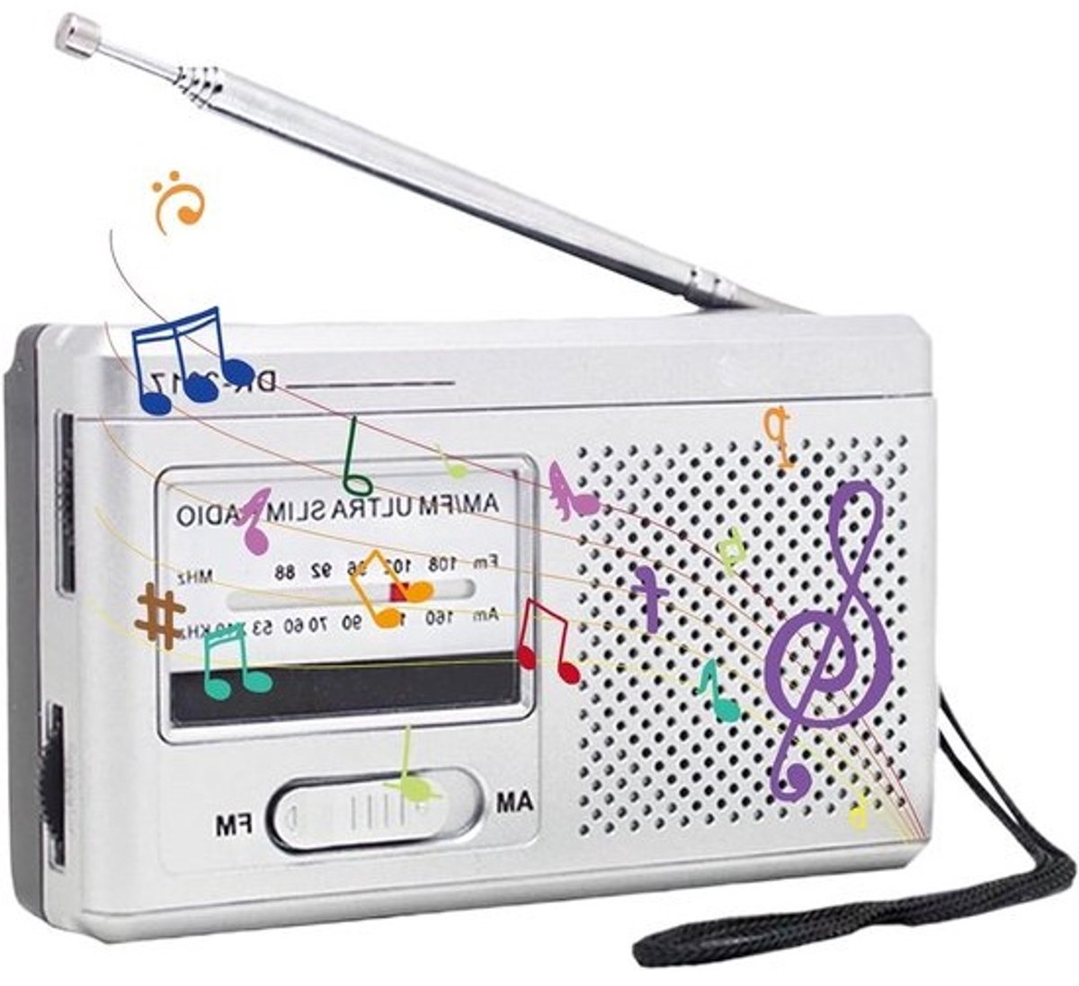 Draagbare radio - FM-/AM-radio - Voor buitenactiviteiten - Autonoom energiemanagement - Compact formaat - Zilvergrijs