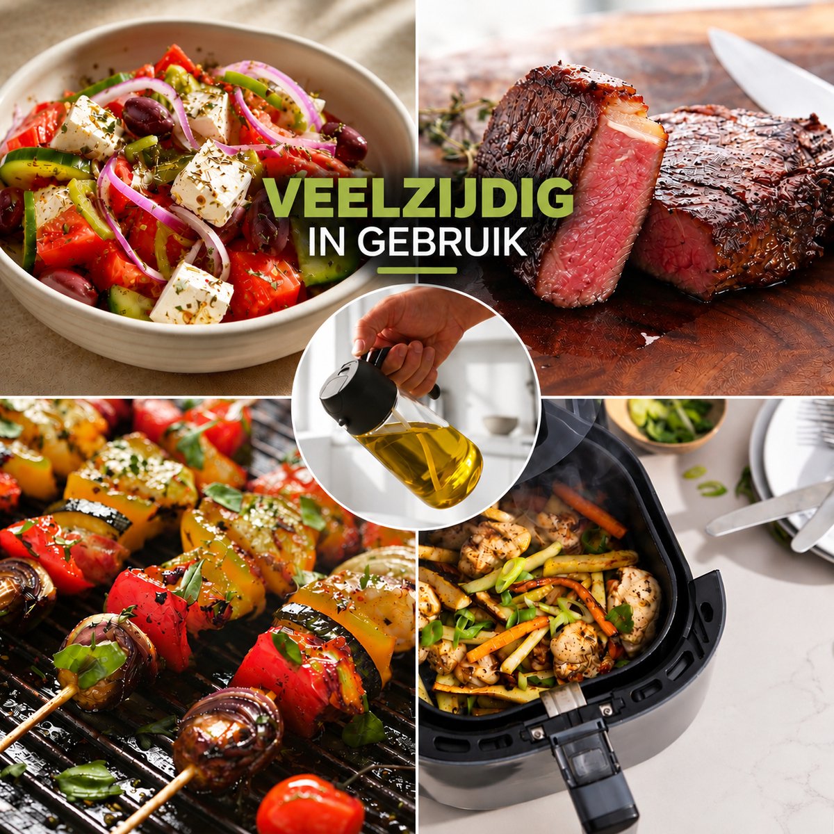 Navazz Olijfolie sprayer - 2-in-1 spray- en schenkfunctie - Glas - Olie sprayer - Olie spray voor koken, grillen en bakken - Oliefles - Incl. E-kookboek — cadeau in Boeken - foto 7