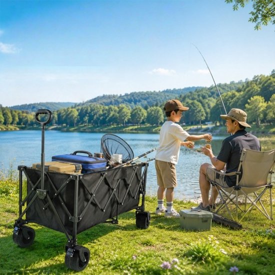 Rolipo Opvouwbare Bolderkar - Zwart - 127x67x106 cm - tot 150 kg -450L — afbeelding 5