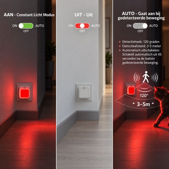 Namajunas 625 nm Rood LED Nachtlampje Stopcontact - 2 Stuks - Met Bewegingssensor - Dimbaar - Voor Babykamer, Slaapkamer, Gang en Trap van Namajunas — afbeelding 5