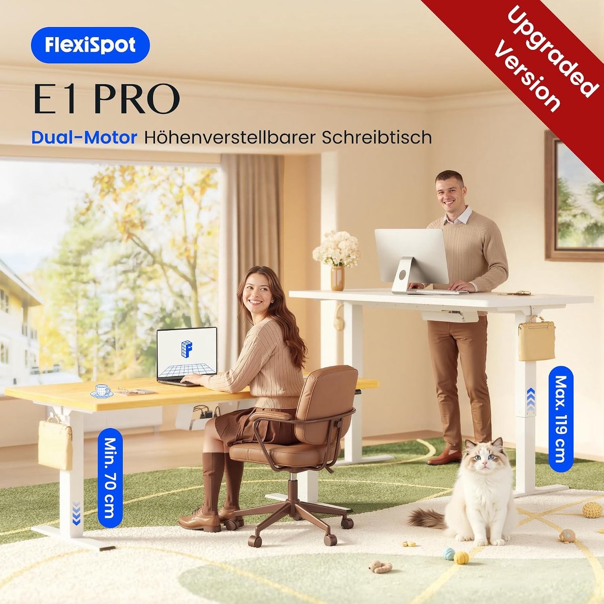Elektrisch Bureau 160 x 80 cm met Dubbele Motor en Hoogteverstelling | Industrohome