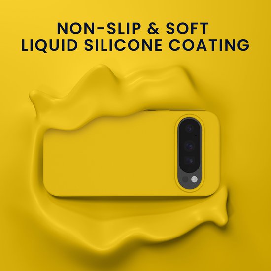 Gele case met antislip en zachte vloeibare siliconen afwerking.