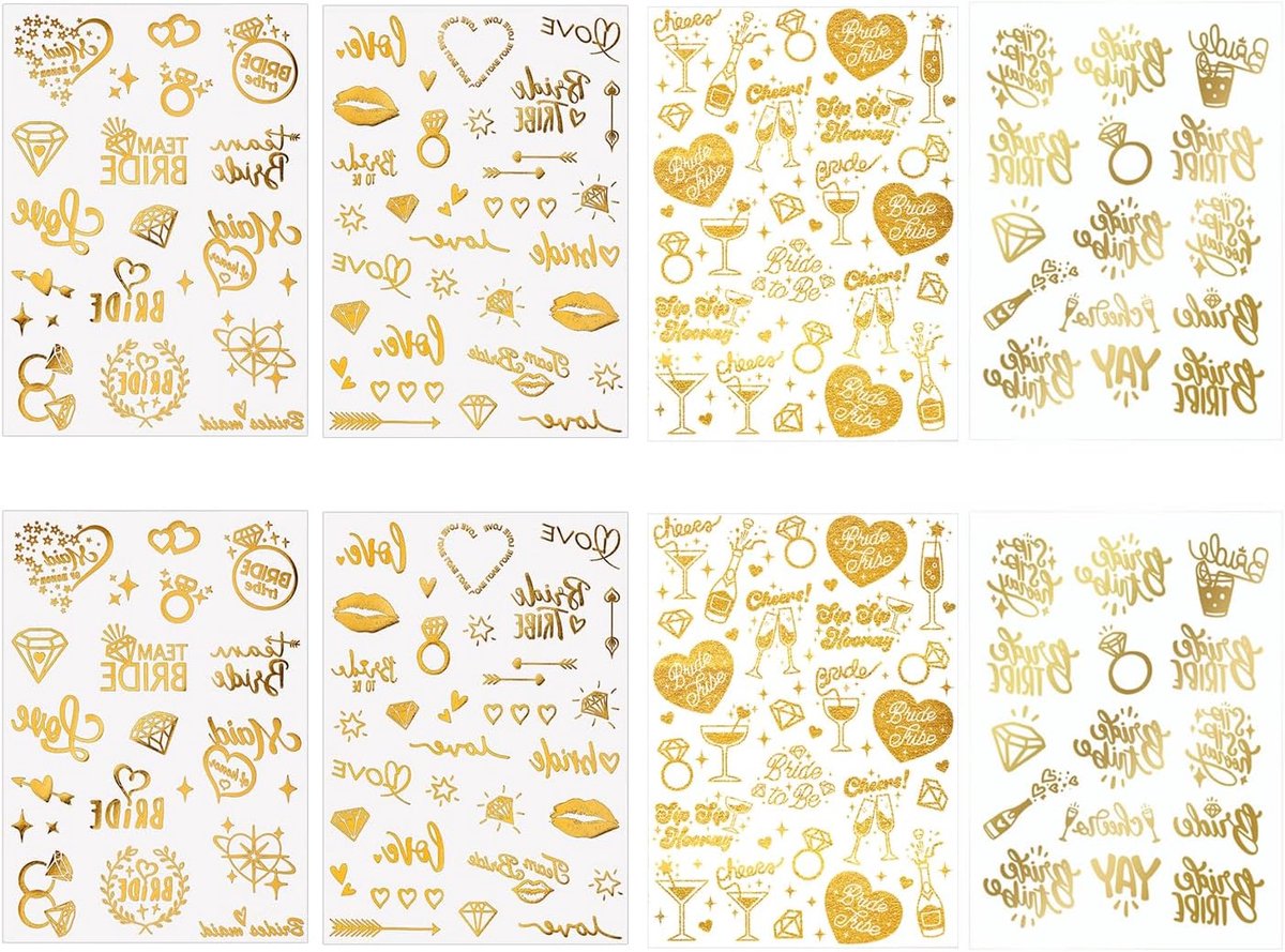 Tijdelijke Tattoo-Stickers Voor Bruid, Vrijgezellenfeestdecoraties, Bruiloftsfeestaccessoires.