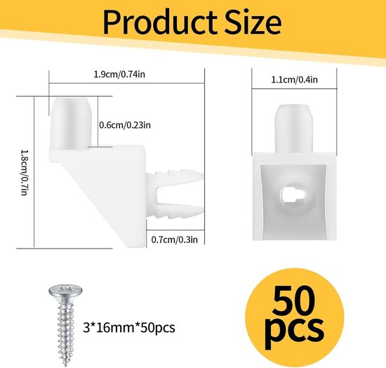 50 Stuks Planksteunen 5 mm Wit - Ideaal als Reserveonderdeel voor Plankmontage en Meubelondersteuning — afbeelding 5