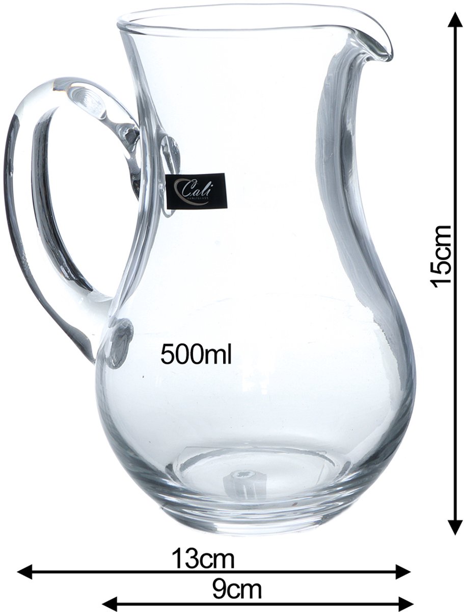 Set van 4 Glazen Karaffen / Schenk kannen – 500 ml – Voor Water, Wijn, Melk, Sap, Frisdrank, Sauzen en Dressings – Transparant Glas — cadeau in Cadeau-ideeën - foto 4