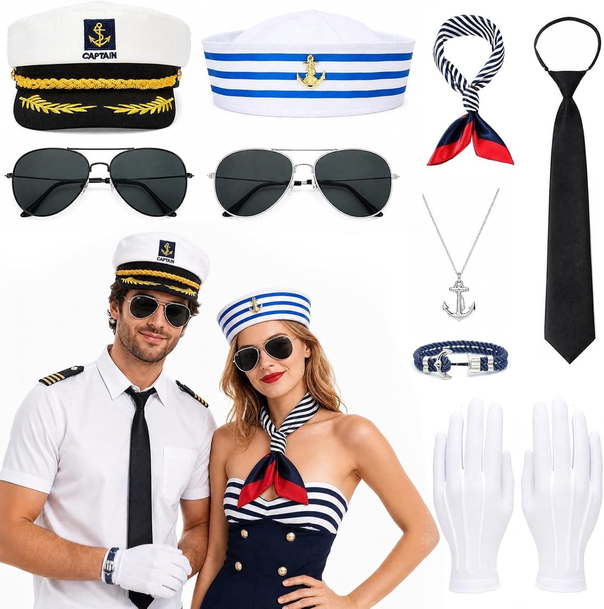 Complete Set van 10 Verkleedaccessoires voor Kapiteins - Perfect voor Halloween, Carnaval, Groepen en Cosplay