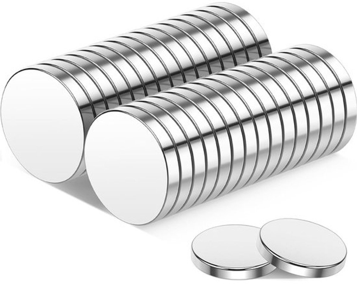 Neodymiummagneten 15 x 2 mm - Extra sterke mini-magneten voor koelkast en kantoor - 30 stuks
