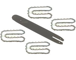 35 cm (14") / 1,3 mm / 3/8" / 50 DL-zaagblad + 4 kettingen voor Stihl MS 171, MS 181 en MS 211