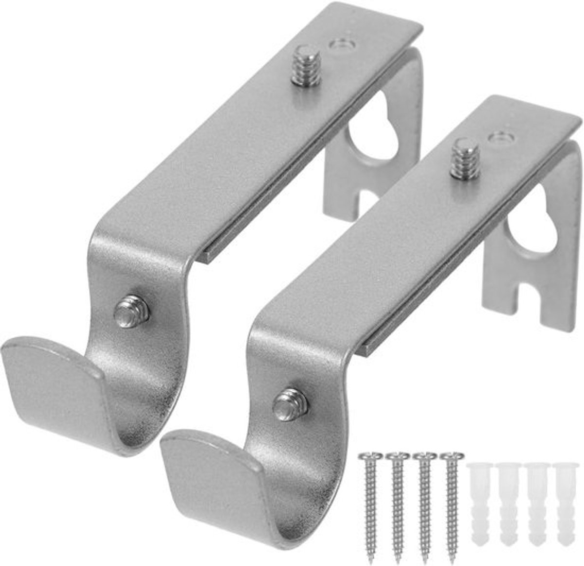 Gordijnroedebeugels - Roedehouders - haken - Gordijnen - ophangen - Verstelbaar - ijzer - 10.2 cm - lengte - Zilver