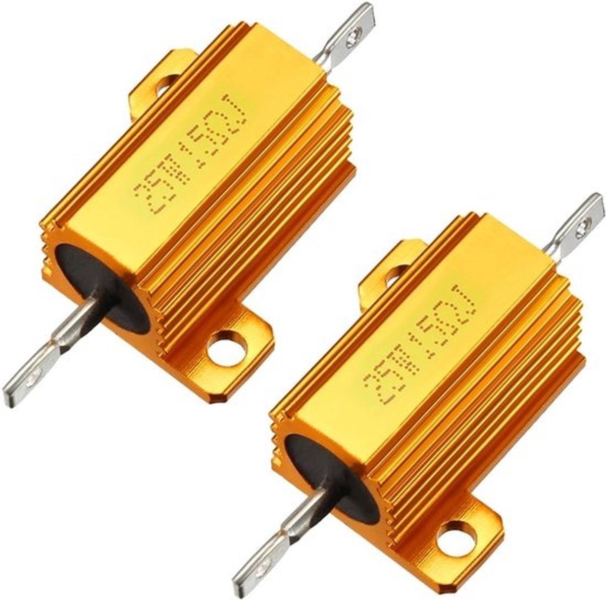 Set kabelweerstanden - Aluminium behuizing - Voor elektronicaprojecten - 25 watt vermogen - 15 ohm